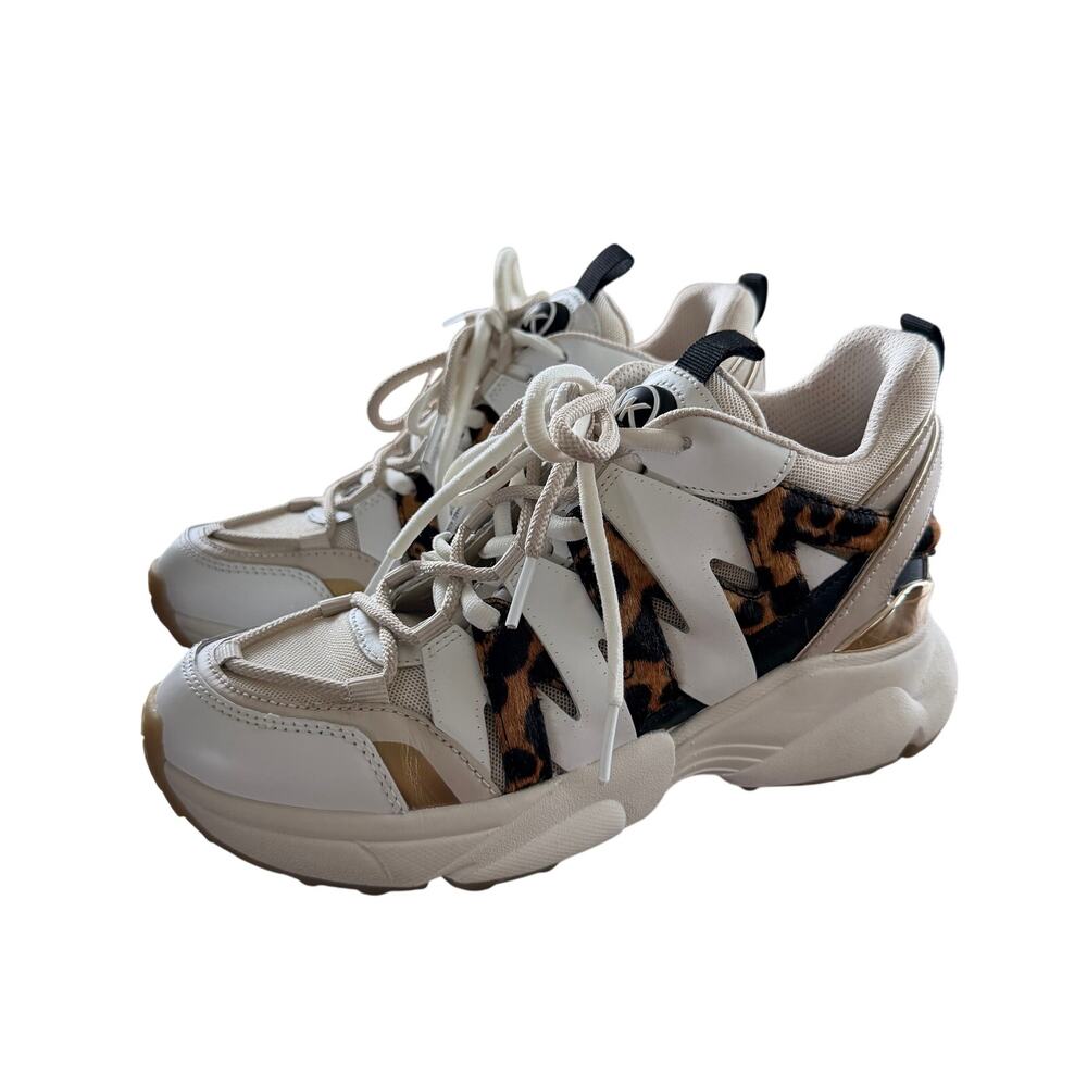 Michael Kors Hero Trainer Air mesh Sneakers 7M Leopard 90s look Animal print Y2K